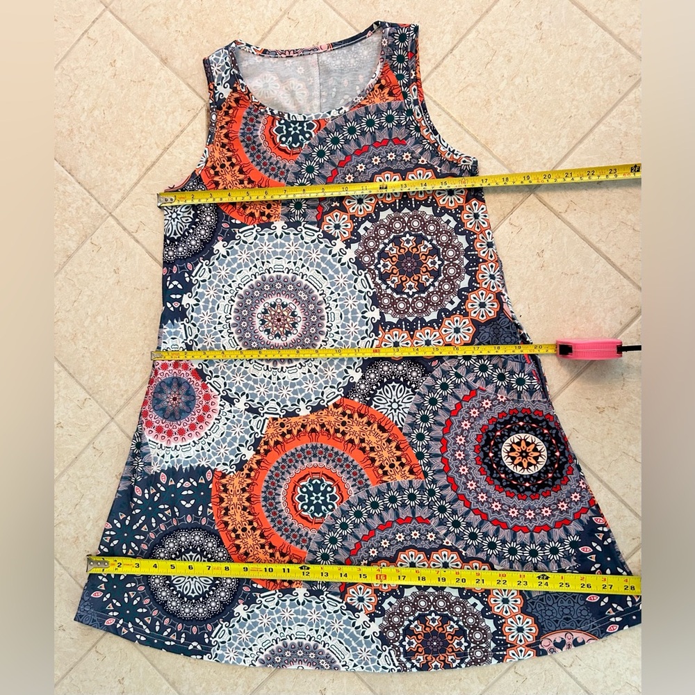 Nwot Fun Bright Geometric Pattern Tank Dress With… - image 5
